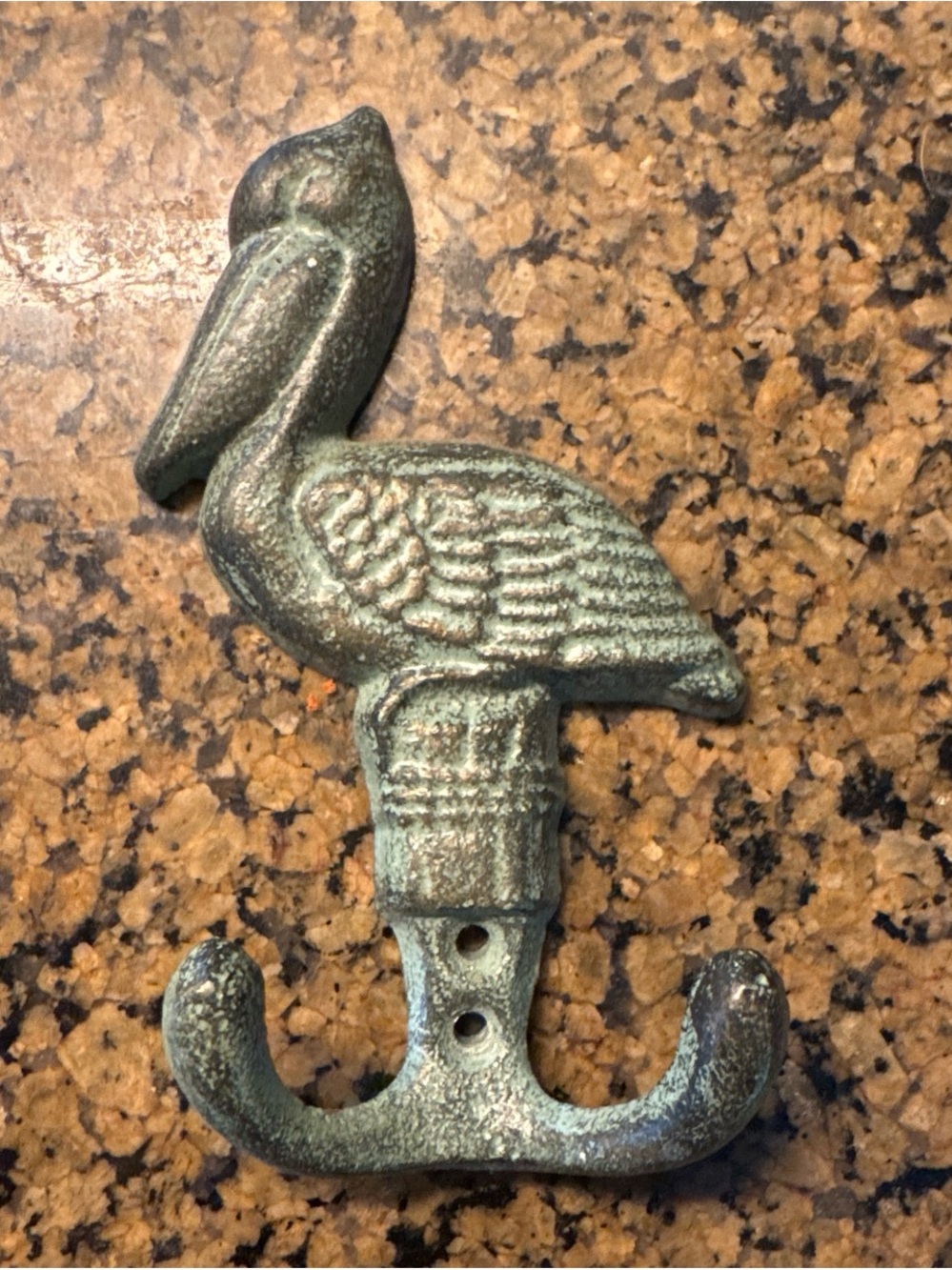 Distressed Teal cast iron pelican wall hook #pelican #nautical #hooks